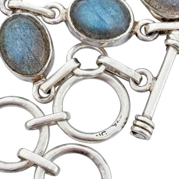 Vintage Sterling Silver 925 Labradorite Tennis Bracelet 7.5", 8", 8.5" - Picture 3 of 6